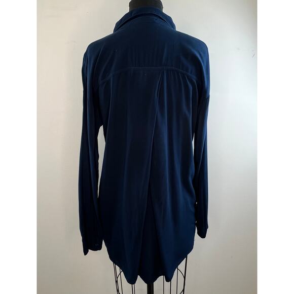 Splendid Navy Blue Long Sleeve Collared Neckline Button-Down Blouse Size M - Picture 4 of 6